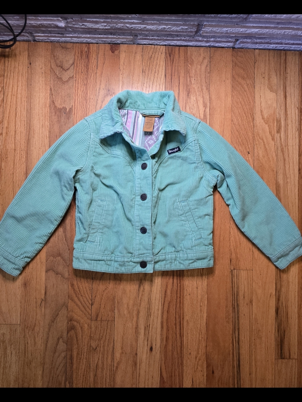 Wrangler Girls Mint Green Corduroy Jacket Southwestern Lined Button Front Size S